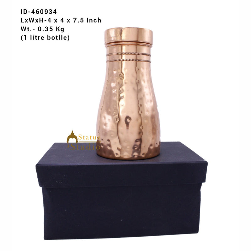 Copper Hammered Serving Jug With 4 Glass Set For Home Kitchen Décor Diwali Gift