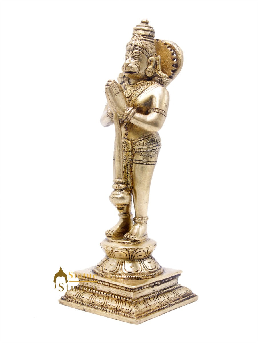 Brass Lord Hanuman Statue In Namaskar Mudra 8 Inch