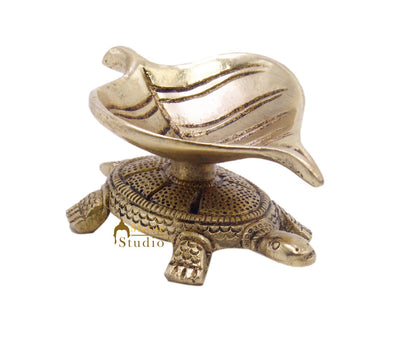 Brass Feng Shui Vastu Tortoise Diya Home Diwali Décor Gift 1.5"