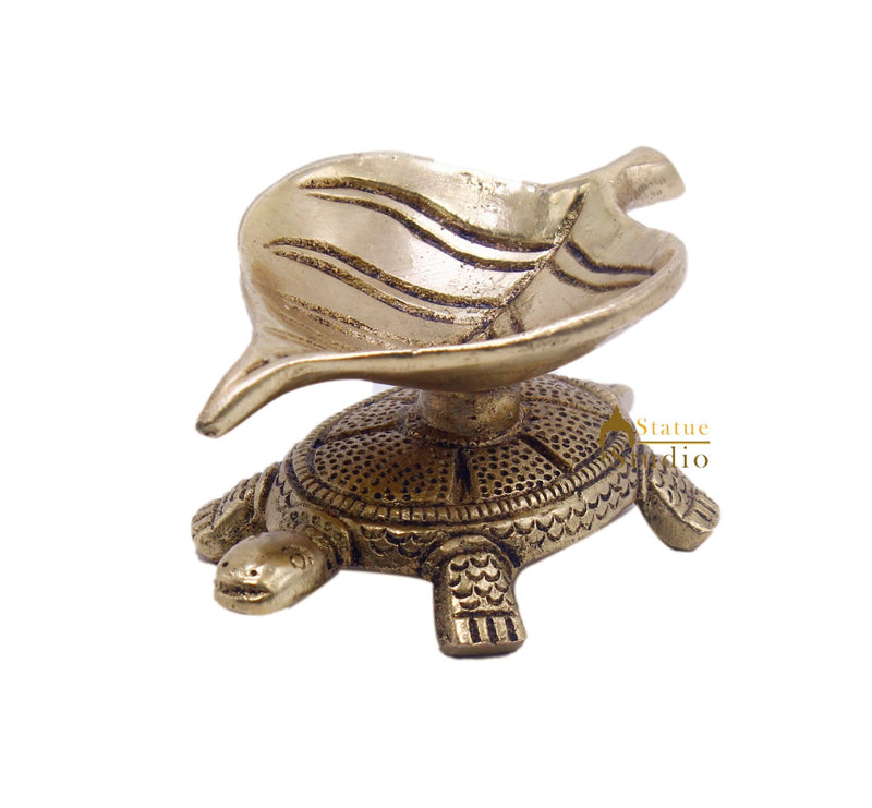 Brass Feng Shui Vastu Tortoise Diya Home Diwali Décor Gift 1.5"