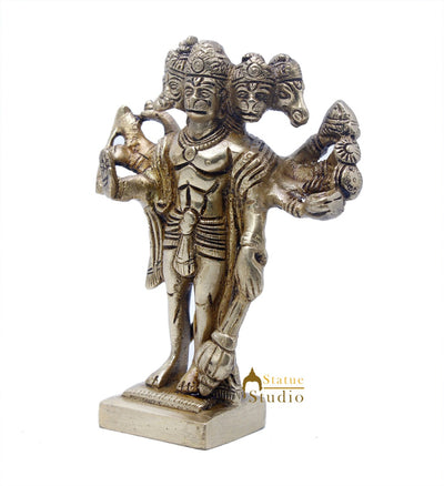 Brass Hindu Lord Panchmukhi Hanuman Idol For Puja Home Décor Gift Statue 5"