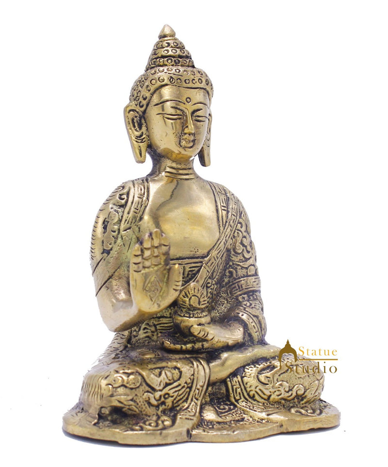Brass Buddha Statue For Home Décor Diwali Corporate Gift Showpiece 5"