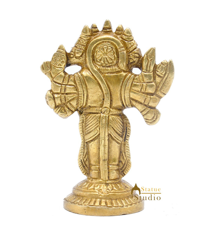 Brass Hindu Lord Panchmukhi Hanuman Idol For Puja Home Décor Gift Statue 4"