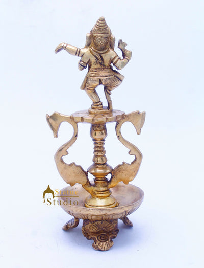 Brass Ganesha Diya For Home Temple Pooja Room Diwali Décor Gift 8"