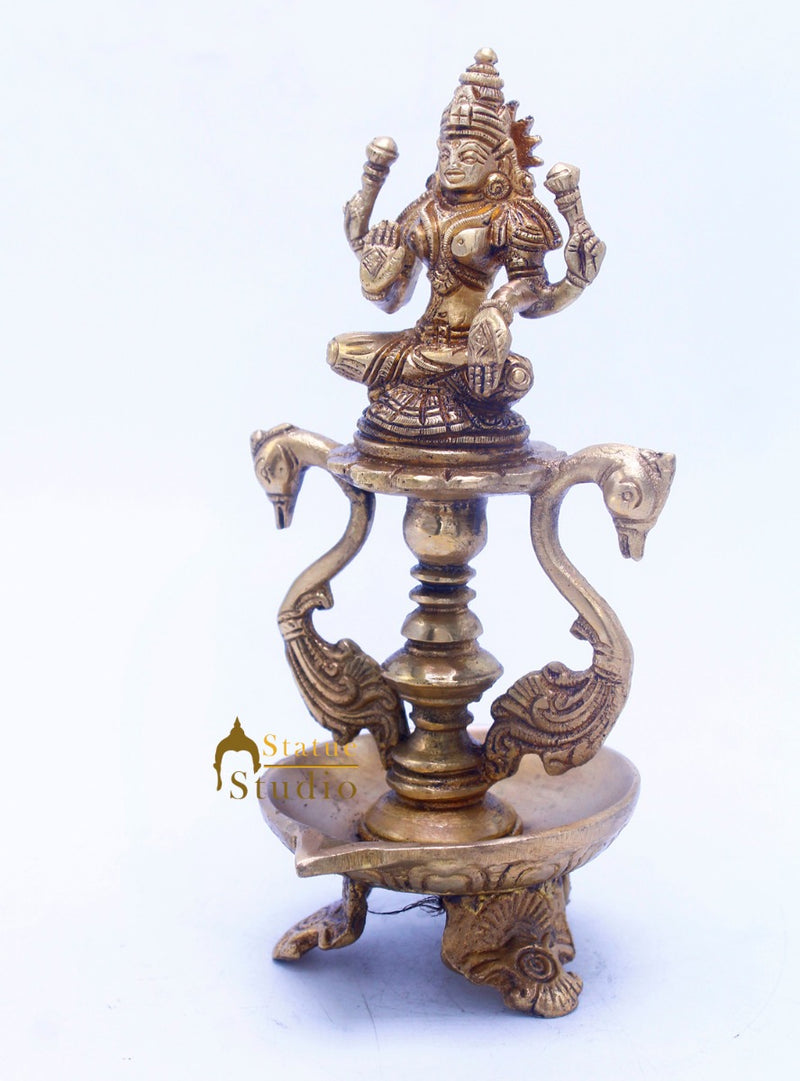 Brass Laxmi Diya For Home Temple Pooja Room Diwali Décor Gift 8"