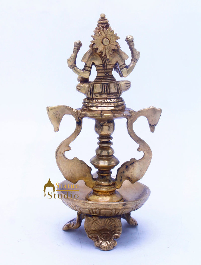 Brass Laxmi Diya For Home Temple Pooja Room Diwali Décor Gift 8"