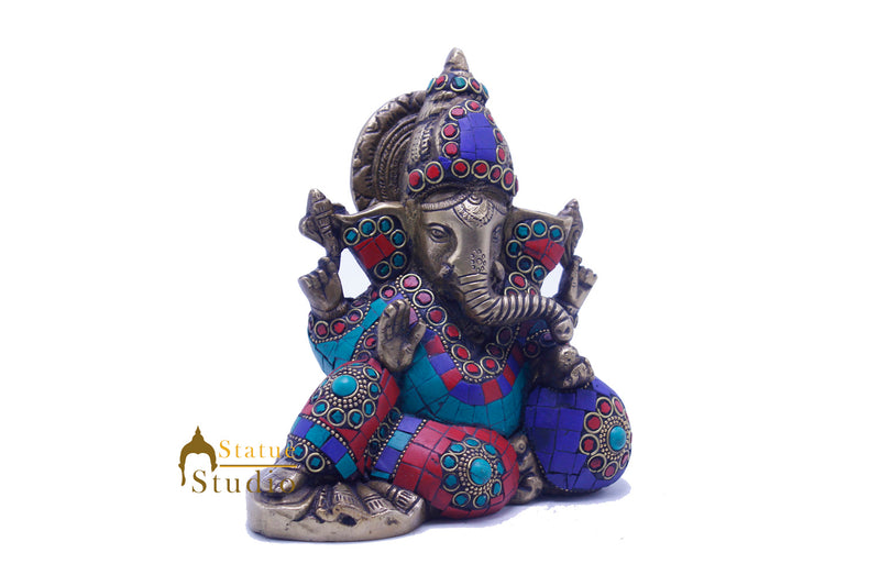 Brass Ganesha Statue Ganpati Idol For Home Décor Diwali Gift 6 inch