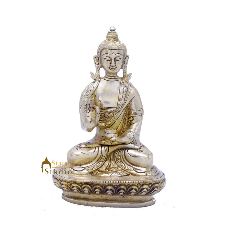 Brass Antique Buddha Sitting For Home Office Décor Diwali Gift Showpiece 6 "