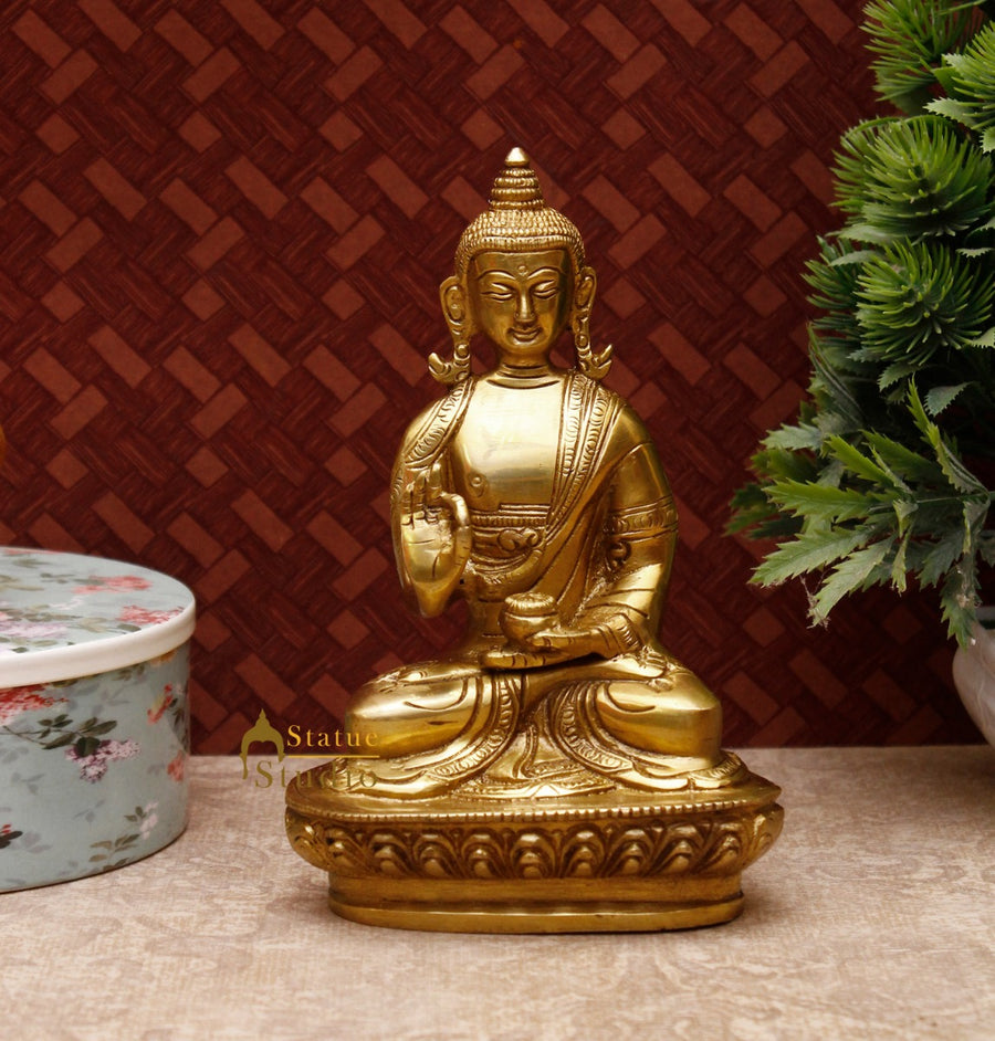 Brass Antique Buddha Sitting For Home Office Décor Diwali Gift Showpiece 6 " - 461006