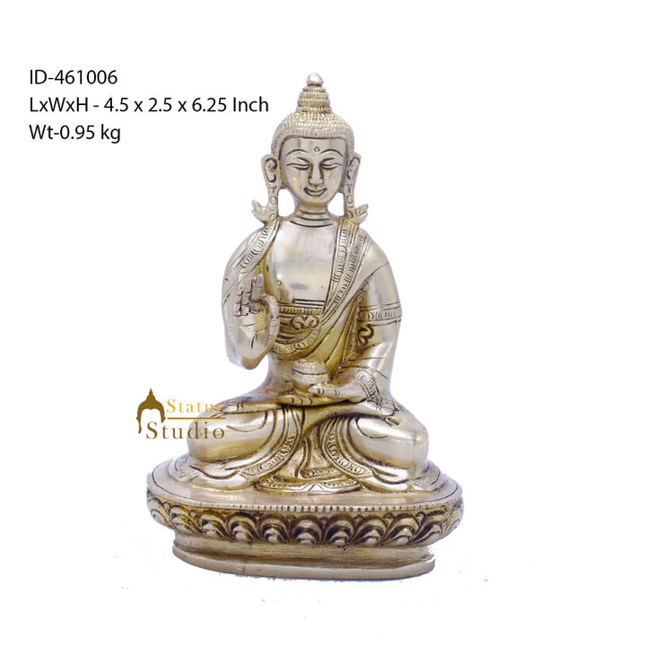 Brass Antique Buddha Sitting For Home Office Décor Diwali Gift Showpiece 6 "