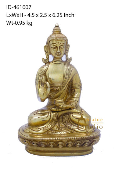 Brass Antique Buddha Sitting For Home Office Décor Diwali Gift Showpiece 6 "