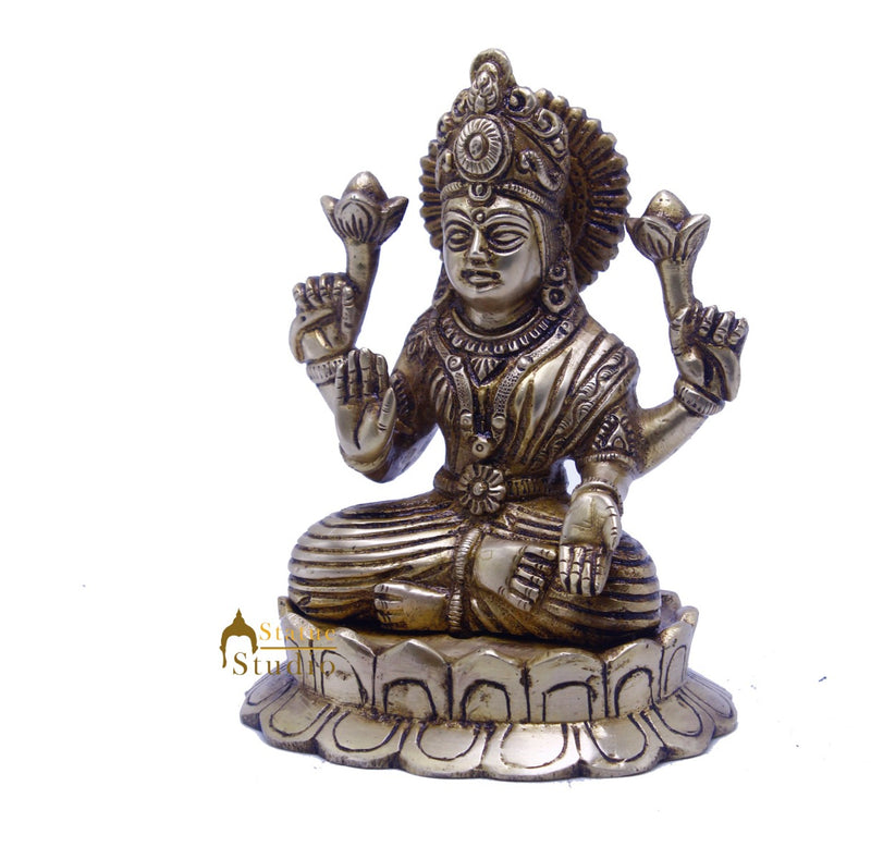 Brass Antique Lakshmi Idol Laxmi Murti Home Decor Statue 6"