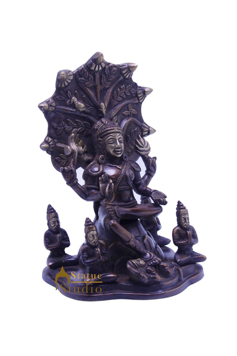 Brass Antique Shiva Idol Statue For Pooja Room Home Décor 8"
