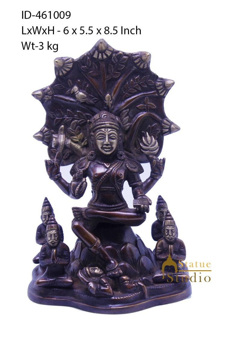 Brass Antique Shiva Idol Statue For Pooja Room Home Décor 8"