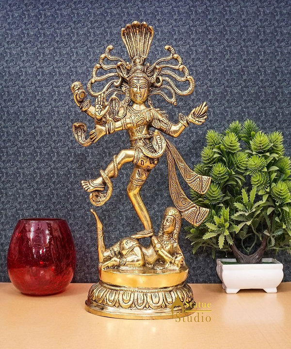 Brass Nataraja Dancing Shiva Statue Idol For Home Office Décor Gifting 14"