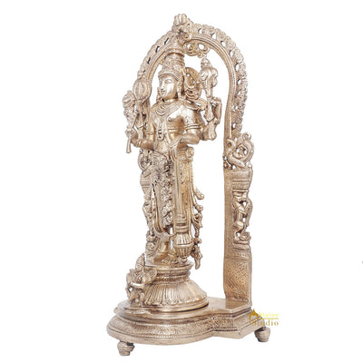 Brass Antique Lord Vishnu Large Idol For Pooja Home Temple Décor Statue 16"
