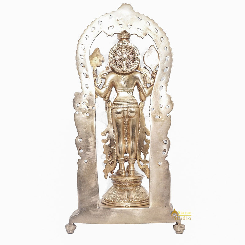 Brass Antique Lord Vishnu Large Idol For Pooja Home Temple Décor Statue 16"