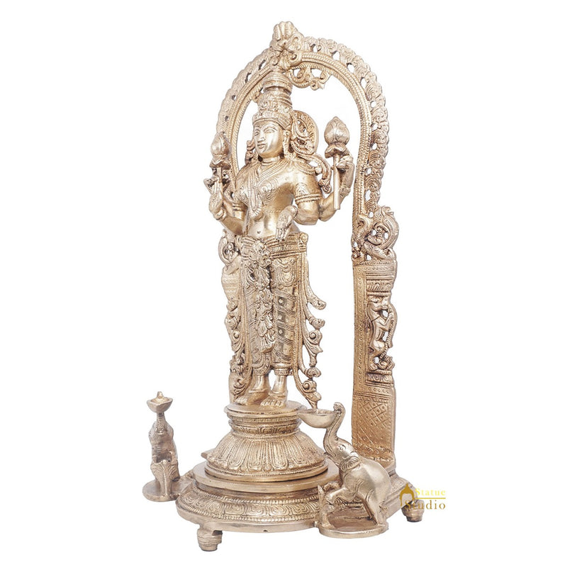 Brass Antique Goddess Lakshmi Large Idol For Pooja Home Temple Décor Statue 16"