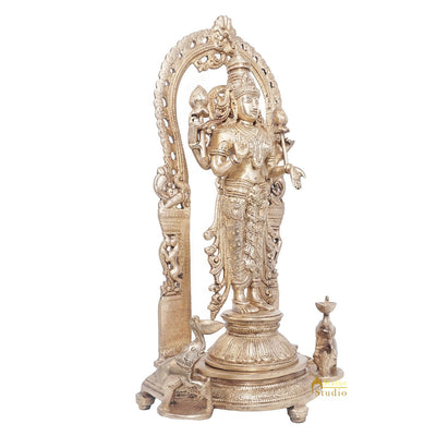 Brass Antique Goddess Lakshmi Large Idol For Pooja Home Temple Décor Statue 16"