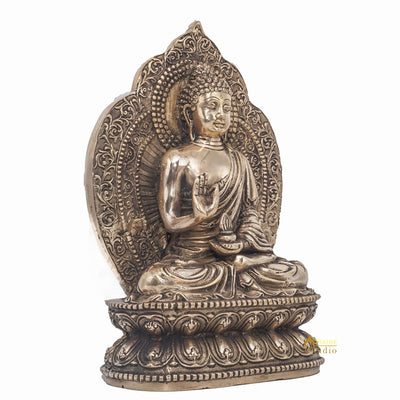 Brass Antique Sitting Buddha Blessing Statue Idol For Home Décor Gift 10"