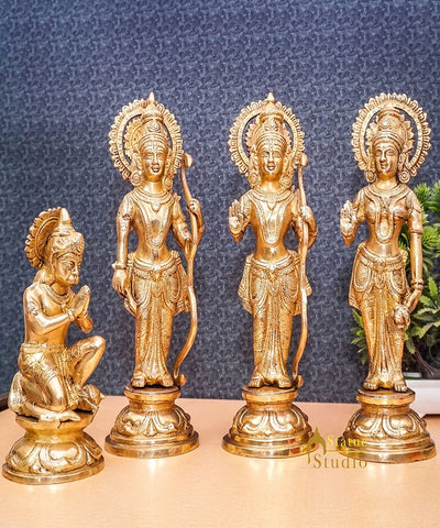 Brass Lord Rama With Family Ram Darbar Sita Laxman Hanuman Statue Idol 12"