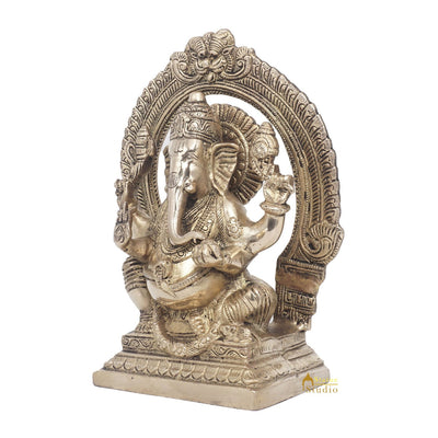 Brass Antique Ganesha Statue Ganpati Sitting Idol Home Pooja Room Décor Gift 8"