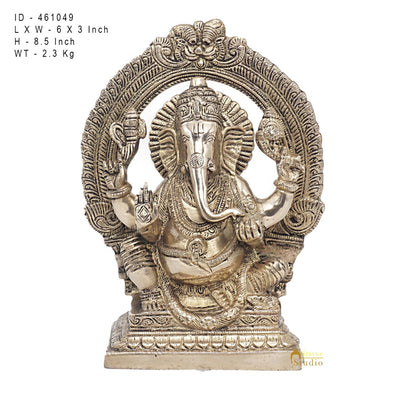 Brass Antique Ganesha Statue Ganpati Sitting Idol Home Pooja Room Décor Gift 8"