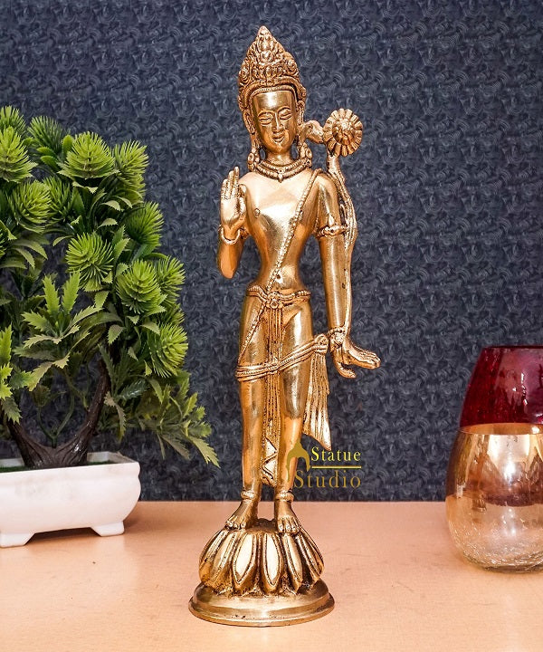 Brass Standing Parvati Idol Home Office Décor Lucky Statue 10"