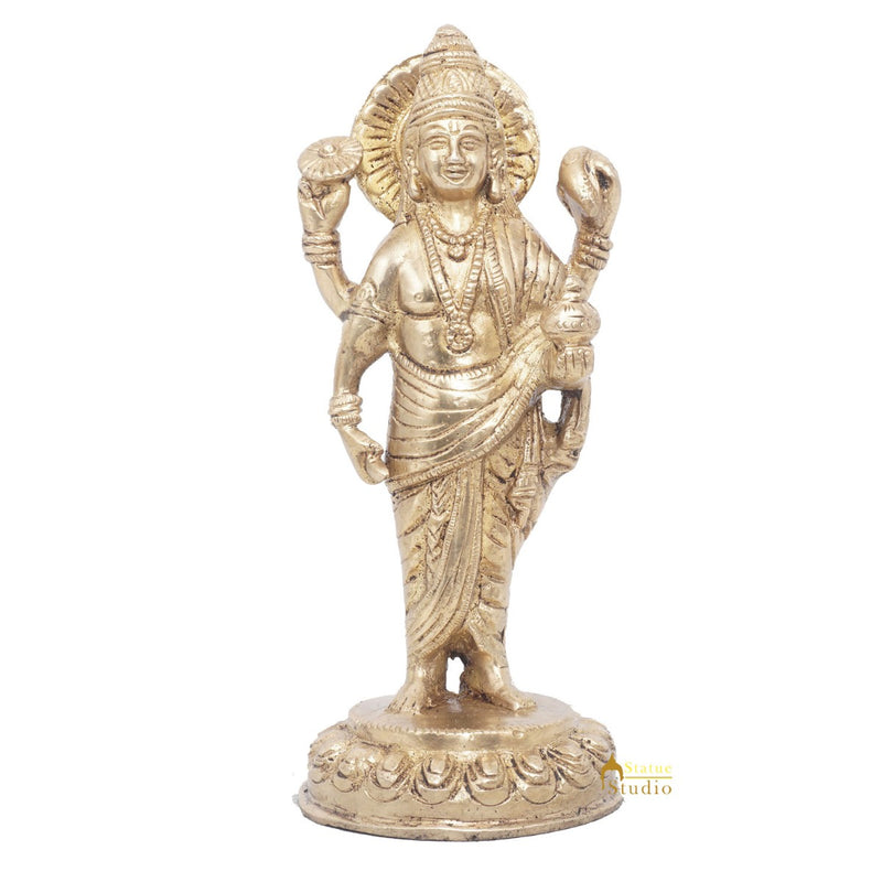 Brass Dhanvantari Idol Physician God of Ayurveda Vastu Feng Shui Statue 7"