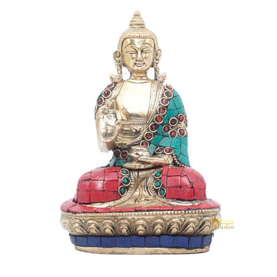 Brass Small Buddha Statue Antique Idol Home Office Room Décor Gift Showpiece 6"