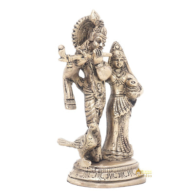Brass Antique Lord Radha Krishna Idol For Home Puja Décor Gift Statue 5"