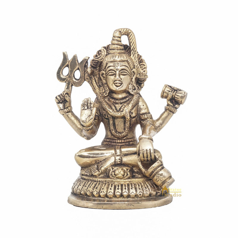 Brass Antique Lord Shiva Idol For Home Temple Puja Room Religious Décor Statue