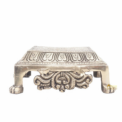 Brass Antique Puja Chowki Pedestal For Home Temple Religious Décor Showpiece