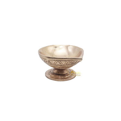 Brass Antique Diya For Home Puja Temple Pooja Diwali Festive Décor 3"