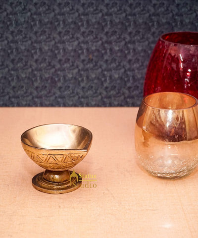 Brass Antique Diya For Home Puja Temple Pooja Diwali Festive Décor 3"