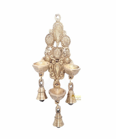 Brass Antique Hanging Diya For Home Puja Temple Pooja Diwali Festive Décor