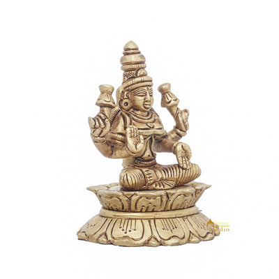 Brass Goddess Lakshmi Idol Statue For Home Office Puja Room Décor 3"