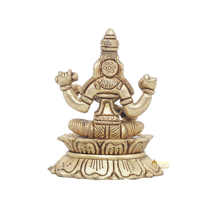 Brass Goddess Saraswati Idol Statue For Home Office Puja Room Décor 3"