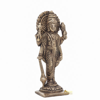 Brass Antique Lord Vishnu Idol For Pooja Home Temple Décor Statue 5"