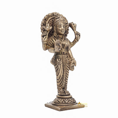 Brass Antique Goddess Lakshmi Idol For Pooja Home Temple Décor Statue 5"