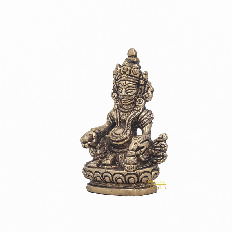 Brass Small Mini God Wealth Kuber Statue Feng Shui Vastu Décor Idol Showpiece