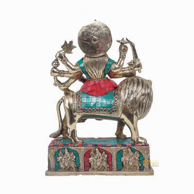 Brass Durga Maa Sherawali Idol Home Temple Puja Religious Décor Statue 11"