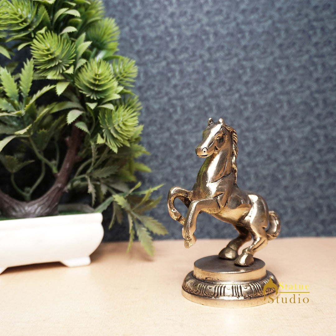 Brass Standing Horse Showpiece For Home Office Desk Table Décor And Gift 4" - 461093