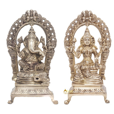 Brass Ganesha Lakshmi Idol Laxmi Statue For Diwali Home Puja Décor Gift 8"