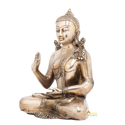 Brass Blessing Buddha Statue Home Decorative Office Décor Idol Gift Showpiece 9"