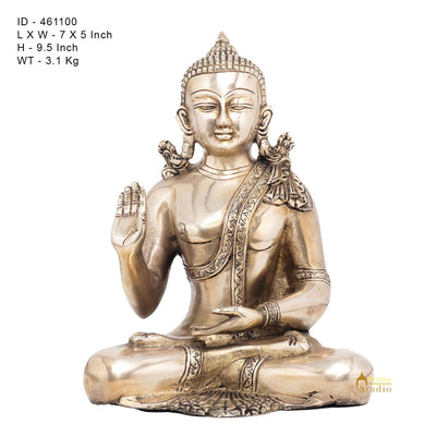 Brass Blessing Buddha Statue Home Decorative Office Décor Idol Gift Showpiece 9"