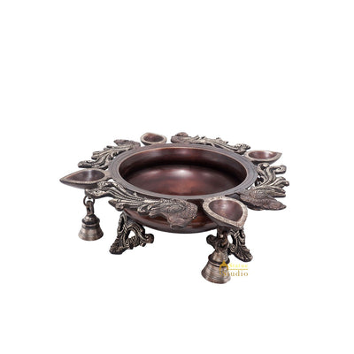Brass Antique Urli Water Vessel Bowl Lucky Feng Shui Vastu Home Office Décor 13"