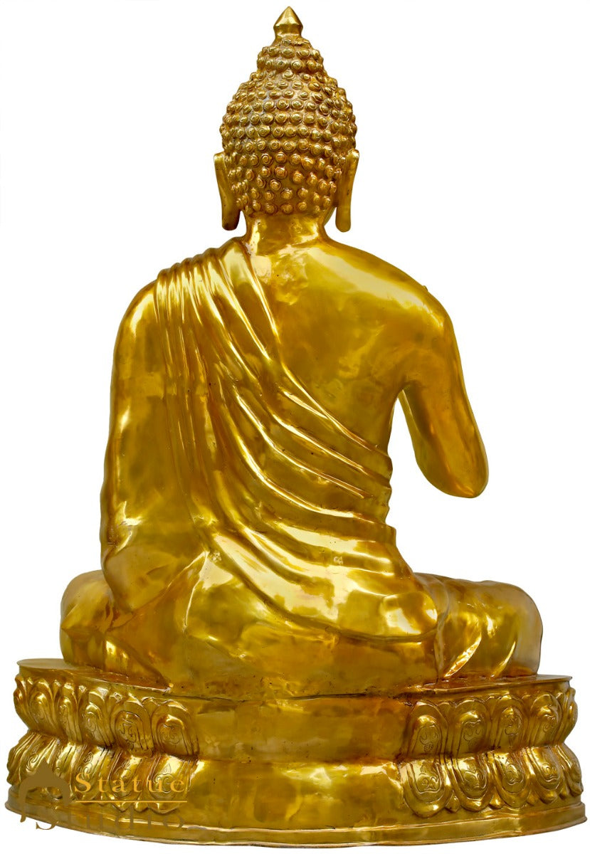 Brass Antique Large Life Size Buddha Statue Idol For Home Garden Décor