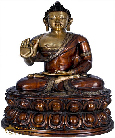 Brass Blessing Buddha Statue Home Garden Decor Idol Sculpture Large Size 4 Feet