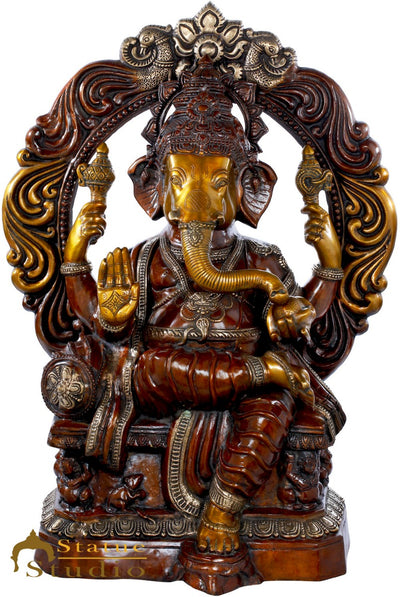 Brass Antique Large Ganesha Statue Ganpati Idol For Home Décor 2.5 Feet